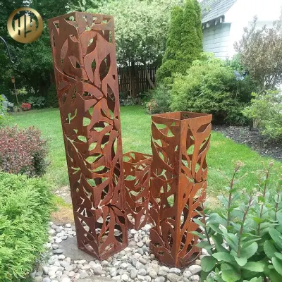 Outdoor Garden Corten Steel Custom Pattern Metal Landscape Light Cover